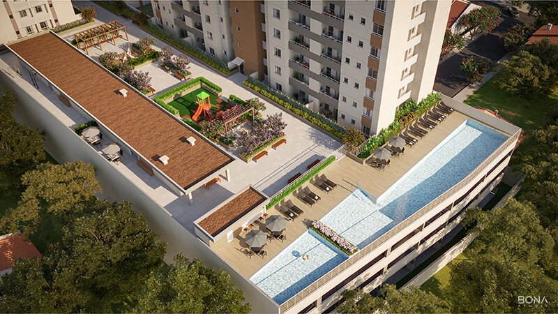 Área de lazer com piscinas do Jardim da Costa